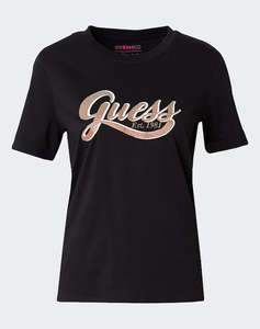 GUESS SS CN GLITTERY LOGO TEE WOMENS T-SHIRT