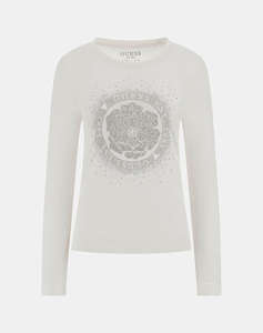 GUESS LS CN PEONY STAMP TEE WOMENS T-SHIRT