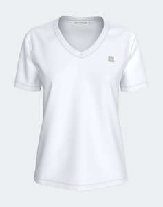 CALVIN KLEIN BLOUSE CK EMBRO BADGE V-NECK TEE