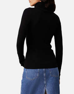 CALVIN KLEIN WOVEN LABEL ROLL NECK SWEATER