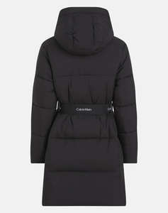 CALVIN KLEIN LOGO BELT LONG PUFFER