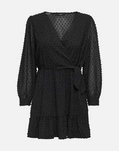 ONLY ONLTIVA L/S DOBBY FAKE WRAP DRESS WVN