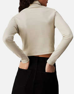 CALVIN KLEIN WOVEN LABEL RIB ROLLNECK