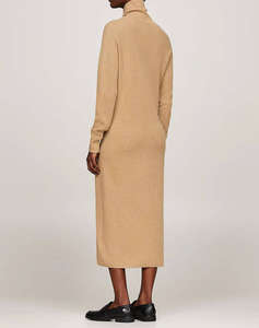 TOMMY HILFIGER WOOL CASH ROLL-NK LONG DRESS