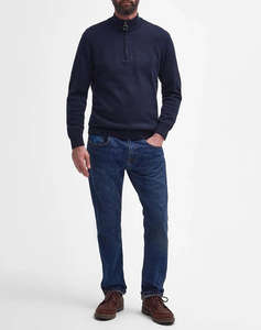 BARBOUR PIMA COTTON HALF ZIP KNITTED JUMPER