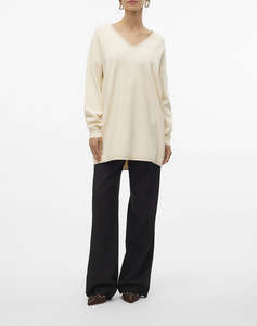 VERO MODA VMGOLD ROLL LS LONG V-NECK PULLOVER GA