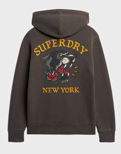 SUPERDRY D1 OVIN TATTOO BACK GRAPHIC LOOSE HOOD MENS SWEATSHIRT