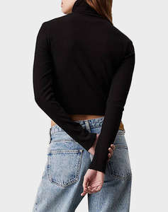 CALVIN KLEIN WOVEN LABEL RIB ROLLNECK