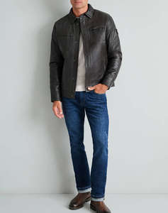 NAVY&GREEN LEATHER JACKET