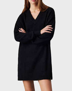 CALVIN KLEIN TEXTURED SWEATER V-NECK DRESS