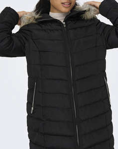 ONLY ONLNEWELLAN QUILTED HOOD FUR COAT CC OTW