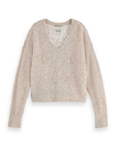 SCOTCH&SODA BOUCLE V-NECK RELAXED PULLOVER