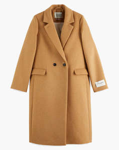 SCOTCH&SODA SINGLE BREASTED HERRINGBONE WOOL BLEND TAILORED COAT