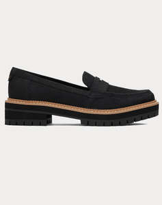 TOMS BLK/BLK LEATHER WM CARA DRCAS