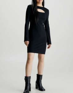 CALVIN KLEIN CUT OUT RIB MIX MILANO DRESS