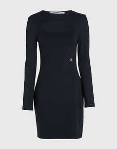 CALVIN KLEIN CUT OUT RIB MIX MILANO DRESS