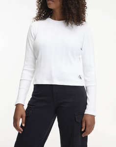 CALVIN KLEIN BADGE RIB BABY TEE LONG SLEEVE