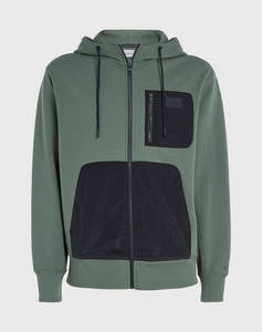 CALVIN KLEIN MIX MEDIA ZIP THROUGH HOODIE