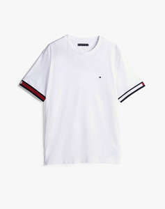 TOMMY HILFIGER GLOBAL STRIPE FLAG CUFF TEE