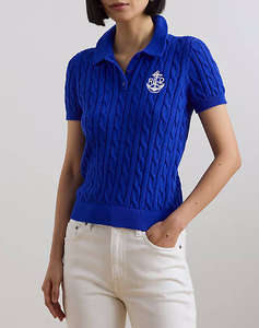 LAUREN RALPH LAUREN GASSED COTTON-SS SWEATER