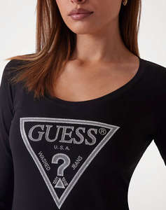 GUESS LS CN SHINY TRIANGLE TEE ДАМСКА ТЕНИСКА