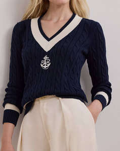 LAUREN RALPH LAUREN GASSED COTTON-LS SWEATER