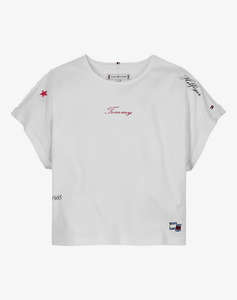 TOMMY HILFIGER STAR EMBROIDERED KNIT TOP SS