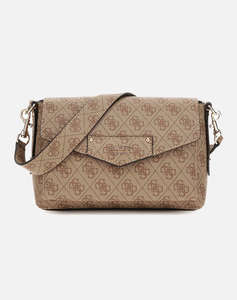 GUESS ECO BRENTON FLAP SHOULDER BAG ДАМСКА ЧАНТА(размери: 23 x 15 x 10см.)